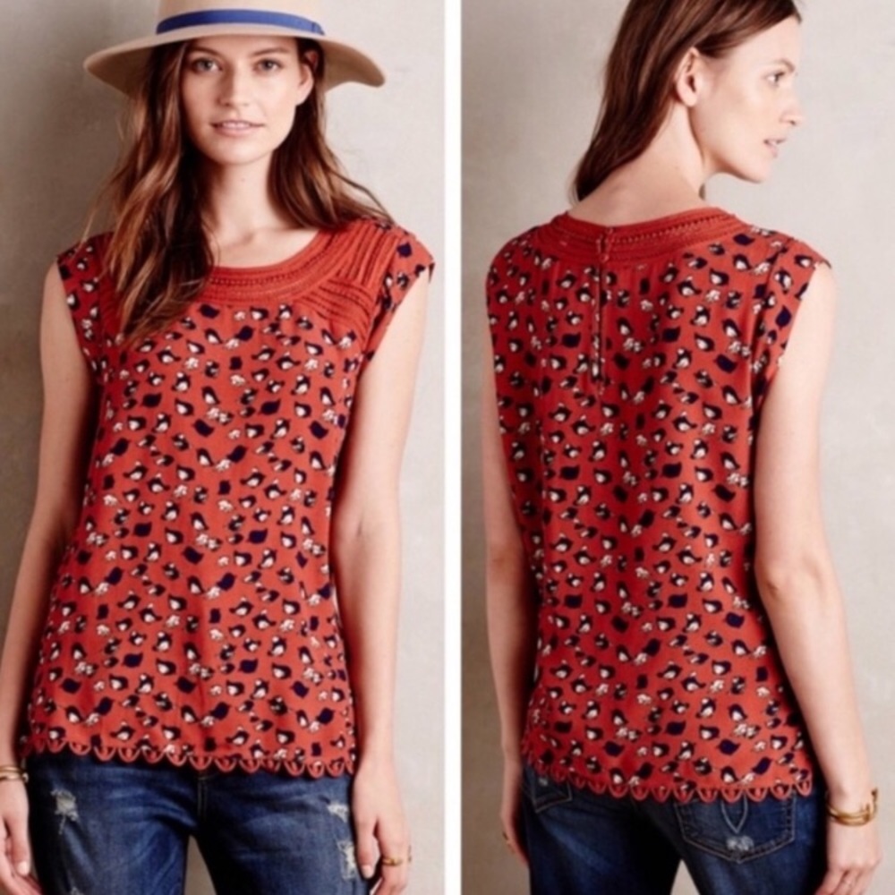 Anthropologie Meadow Rue Sanna Bird Print Top